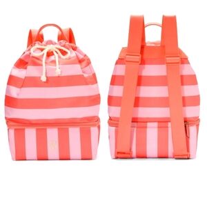 Victoria's Secret Pink Two Way Backpack And Cooler In Pink And Orange Stripe NWT